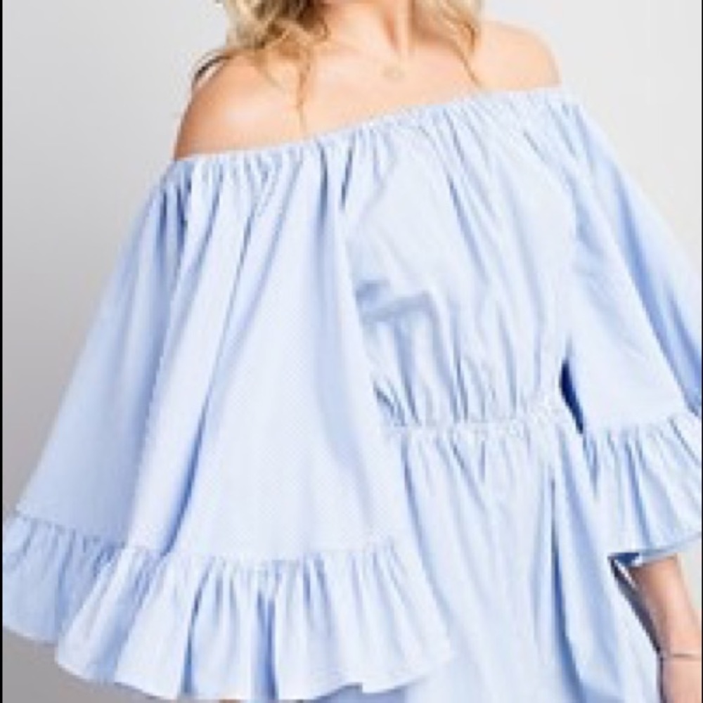 Baby Doll Romper- Lt. Blue Stripe - Picture 6 of 7